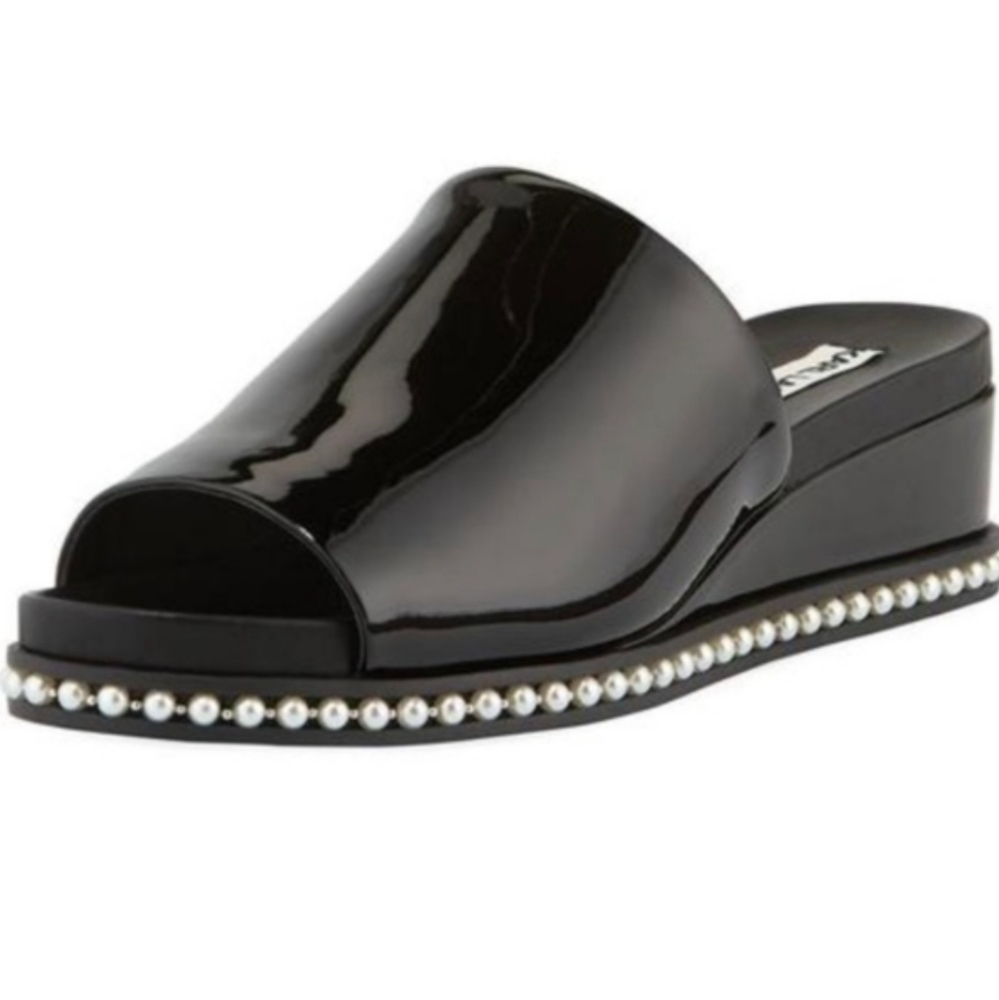Karl Lagerfeld Black Ali Pear Trim Wedge Sandal
